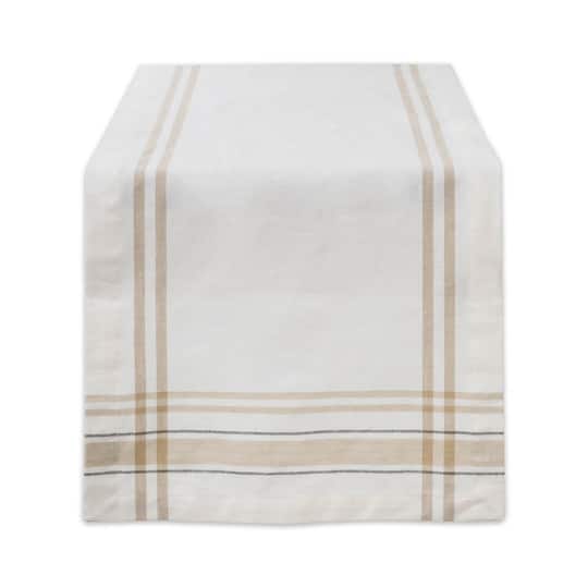 Tickled Pink 72" X 14" Chambray French Stripe Table Runner, One Size, White